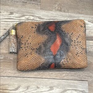 G.I.L.I. Brown and Red Snakeskin Clutch